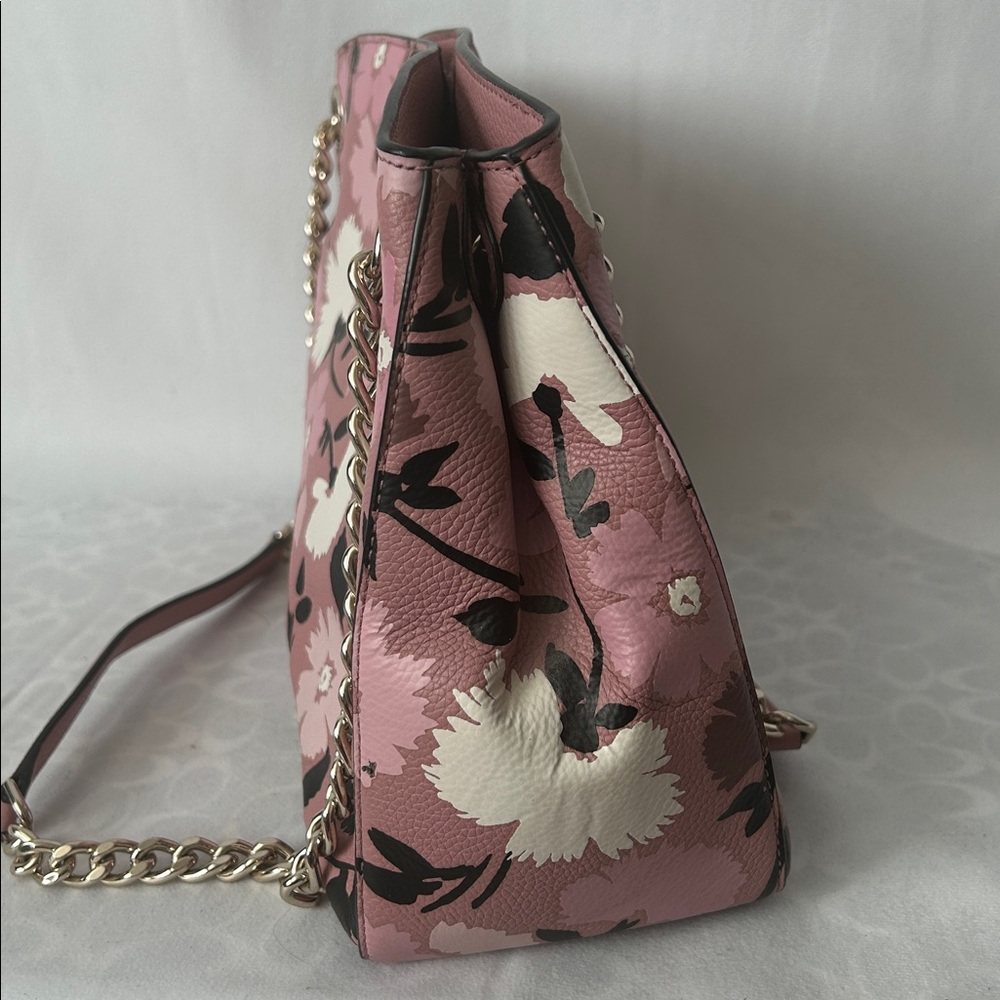 Kate Spade NY Briar Lane Gala Pink/Cream Floral Leather Shoulder Bag Purse 🌸🌸 - Picture 3 of 10